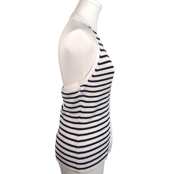 Abercrombie & Fitch Ribbed Halter Sweater Vest Navy Stripe Women’s Small - Picture 6 of 12